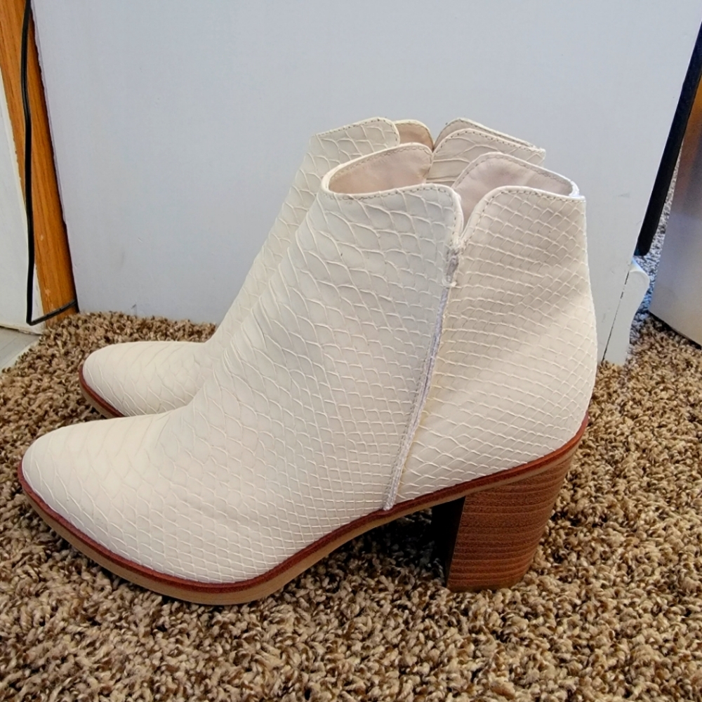 White Fake snake skin booties